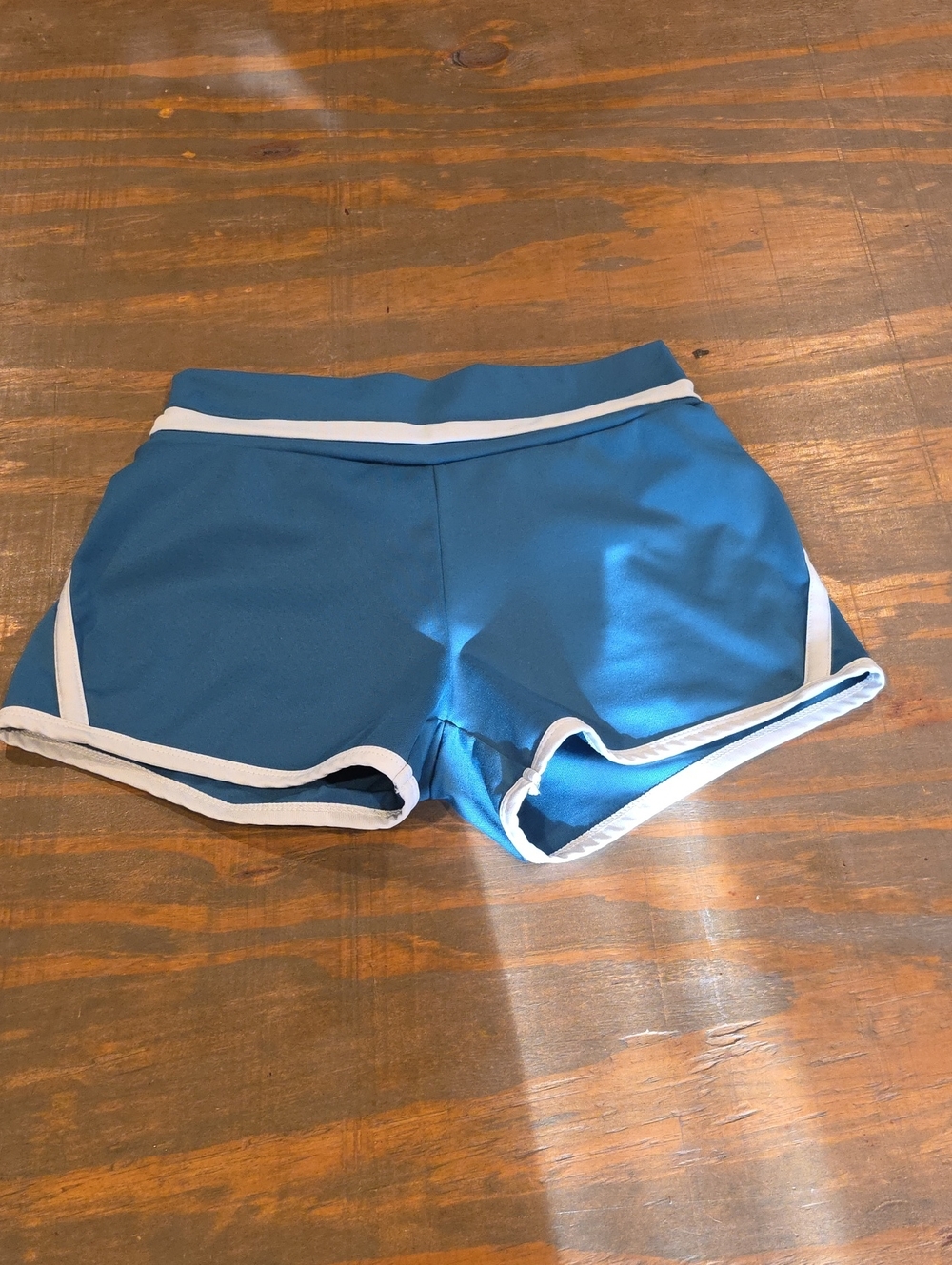 Blue Women's Athletic Shorts with White Trim